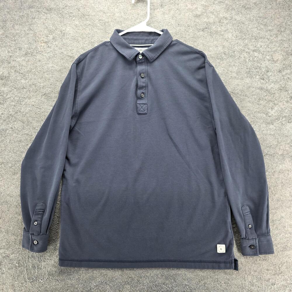 Linksoul Polo Shirt Mens M Blue Long Sleeve Tempus Fugit Collared Jersey